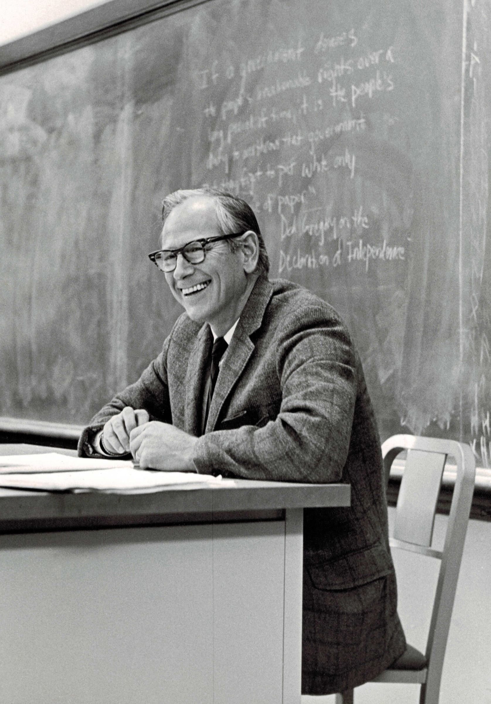 Robert Dahl in the classroom at Yale