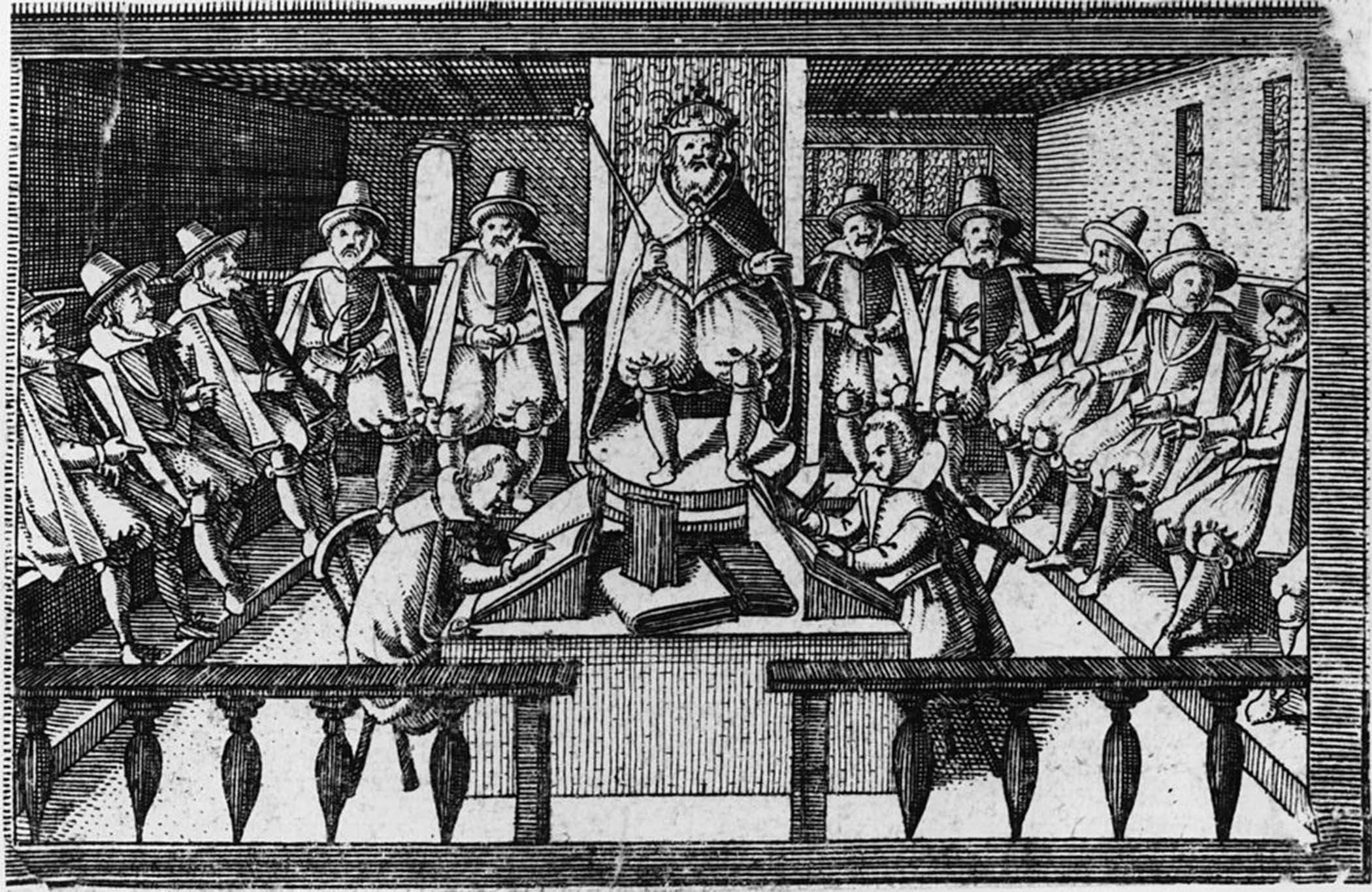 Historical depiction of King and Parliament